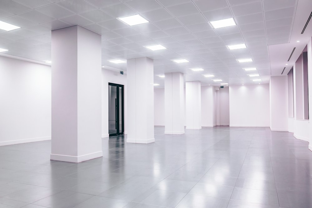 A bright, empty office floor cleaned and ready for handover
