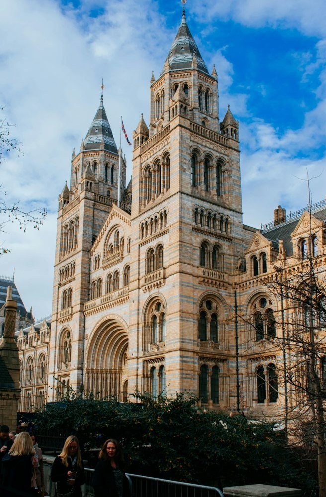 The Natural History Museum's Romanesque towers and terracotta façade in South Kensington