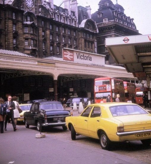 Victoria Station and its bus stand in the 1970s, in an archive photograph